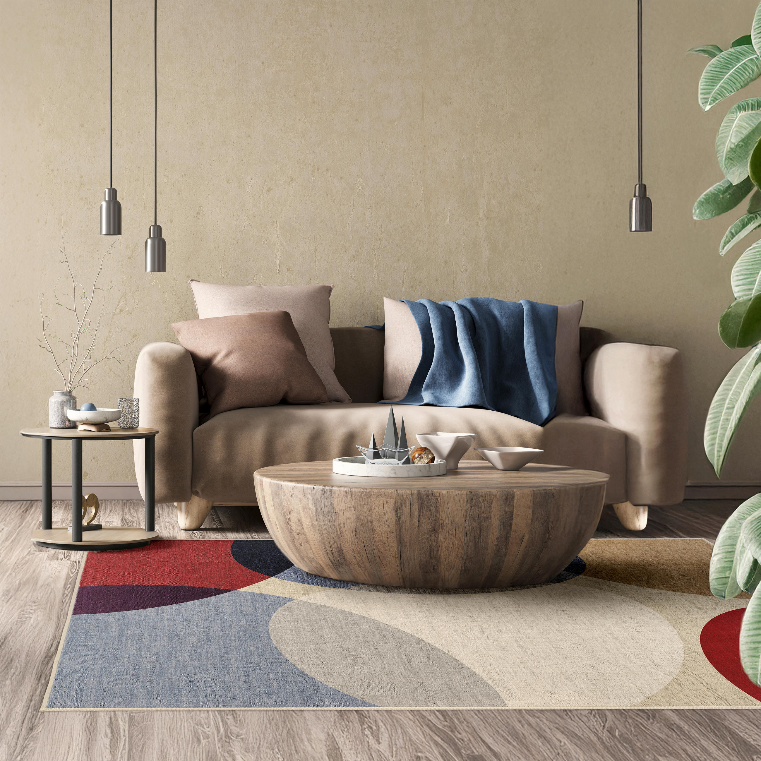 VINTAGE-TEPPICH 130/190 cm MESIO NAYRA Creme, Dunkelrot, Blaugrau  - Blaugrau/Creme, Design, Kunststoff/Textil (130/190cm) - Lindorug