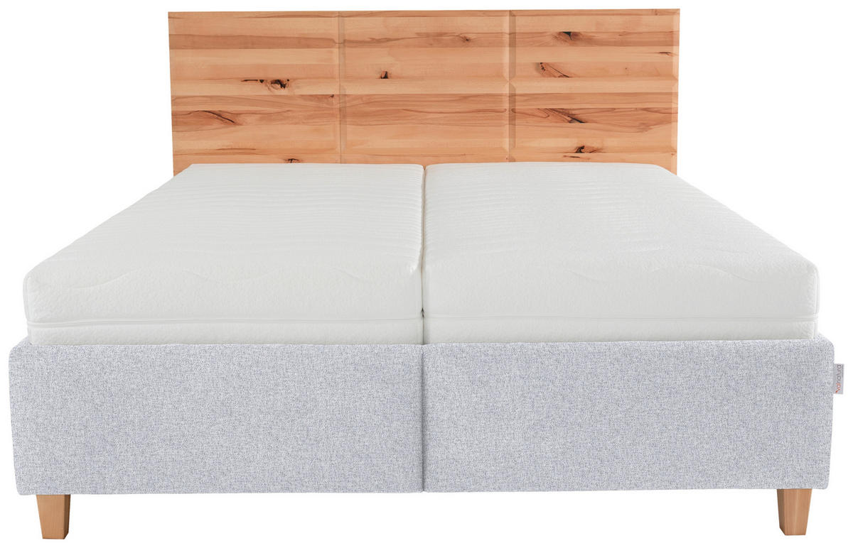 POLSTERBETT 200/200 cm  in Silberfarben, Buchefarben  - Weiss/Buchefarben, Design, Holz/Textil (200/200cm) - Valnatura