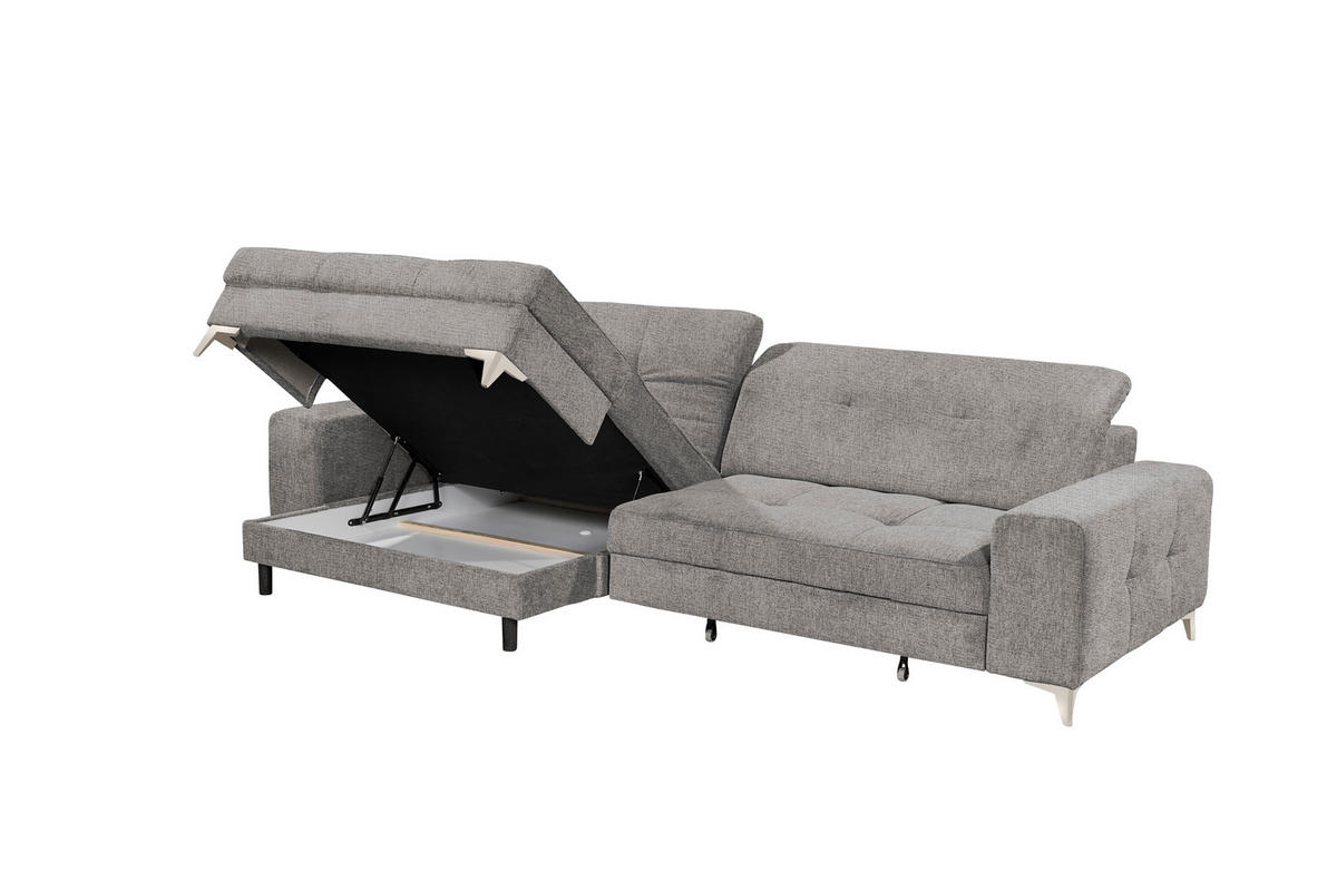 ECKSOFA Chenille Grau  - Kaschmir/Grau, Design, Kunststoff/Textil (182/328cm) - MID.YOU