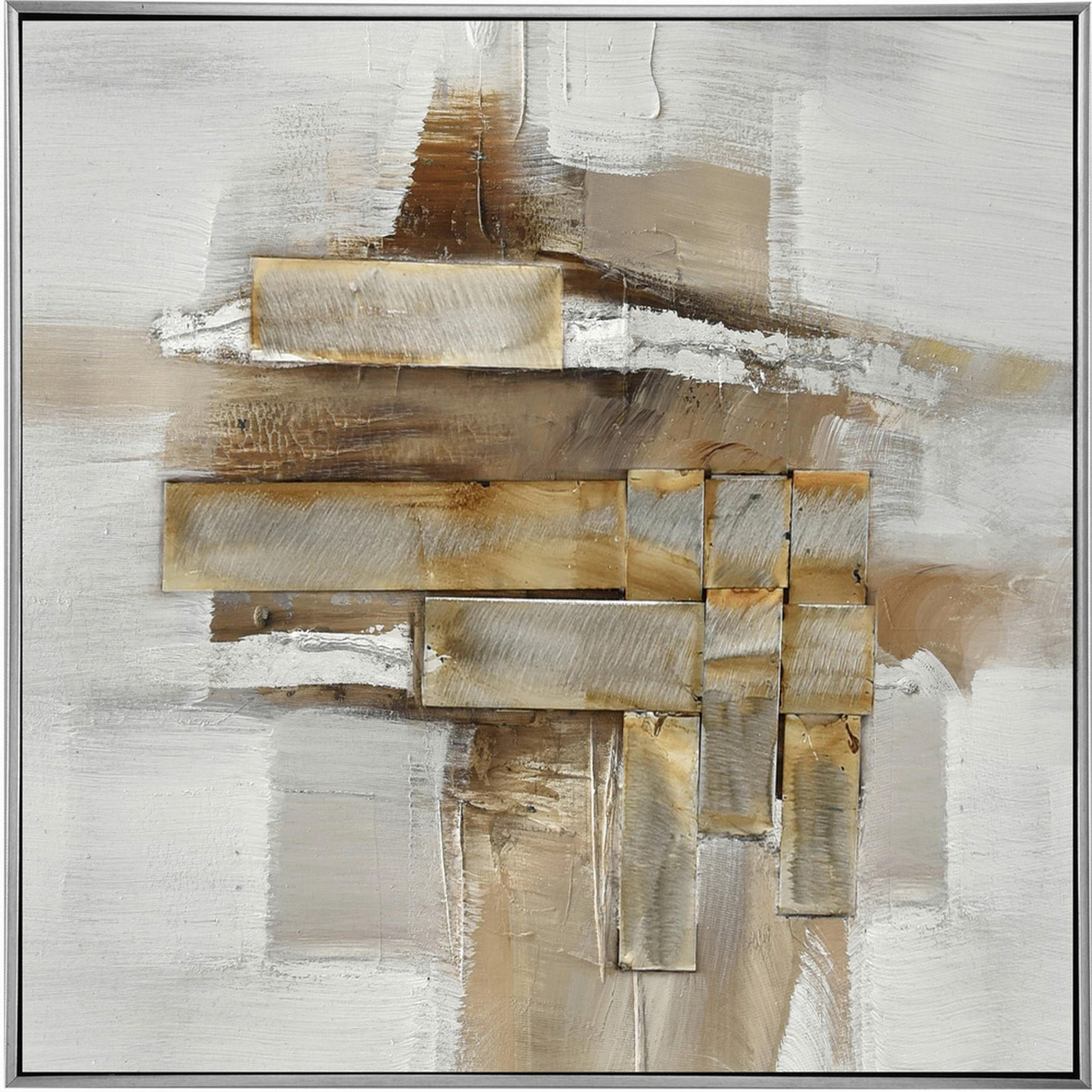 Monee Ölgemälde Braun, Weiß 55x55 cm