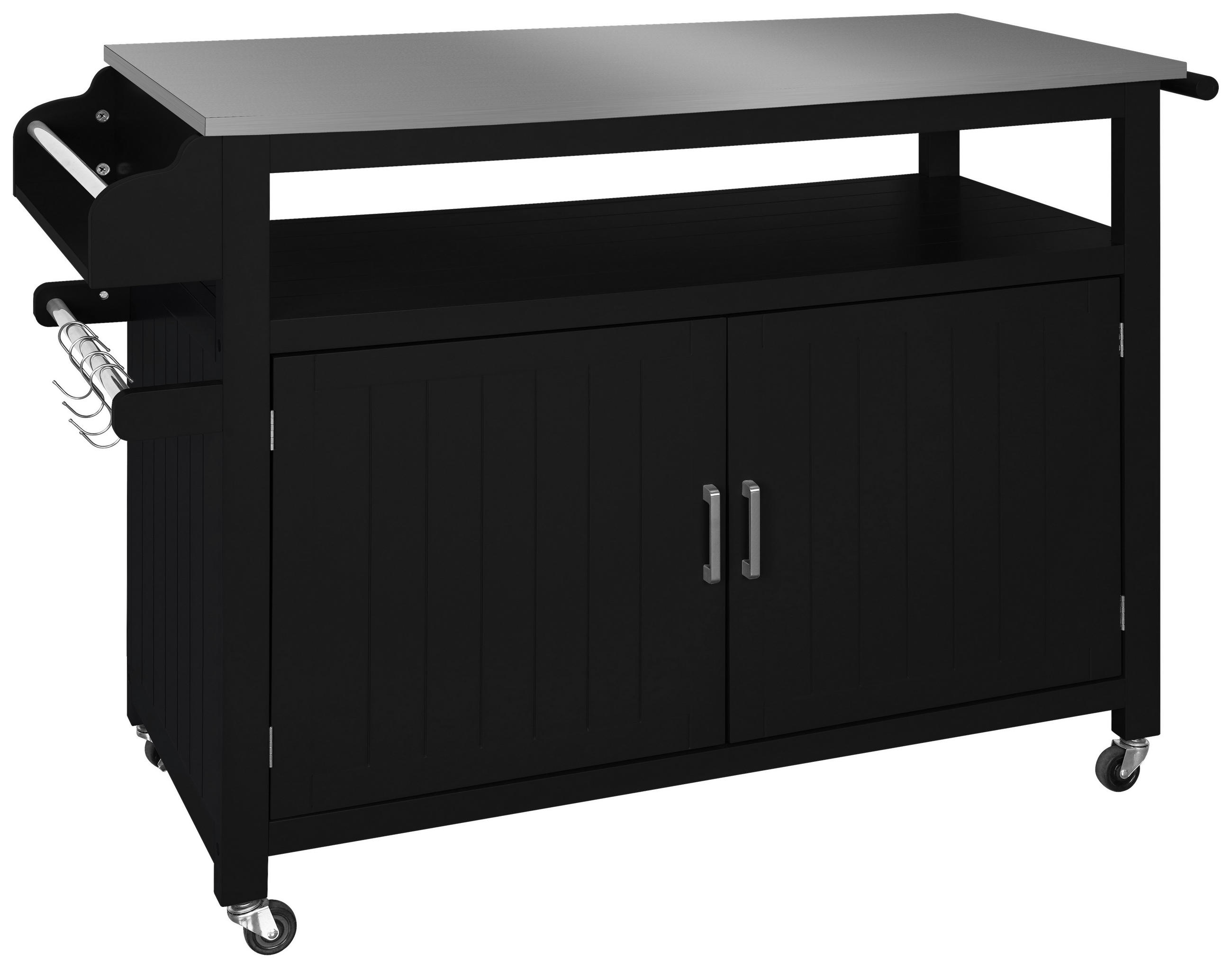 KÜCHENINSEL   in Schwarz, Edelstahlfarben  - Edelstahlfarben/Silberfarben, Basics, Holzwerkstoff/Metall (110/127/89/53cm) - MID.YOU