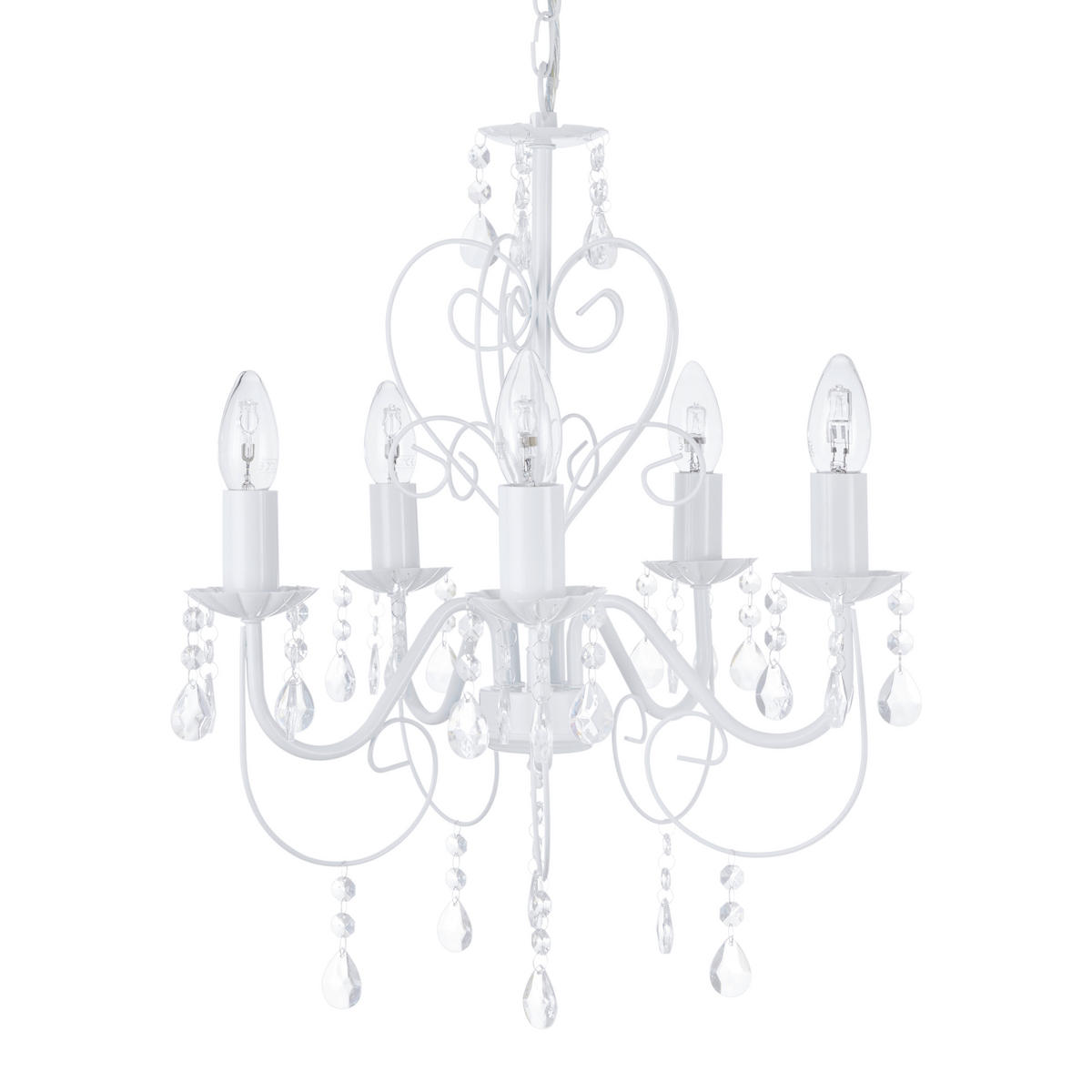 KRONLEUCHTER 44/150 cm    - Weiss, Lifestyle, Kunststoff/Metall (44/150cm) - Globo