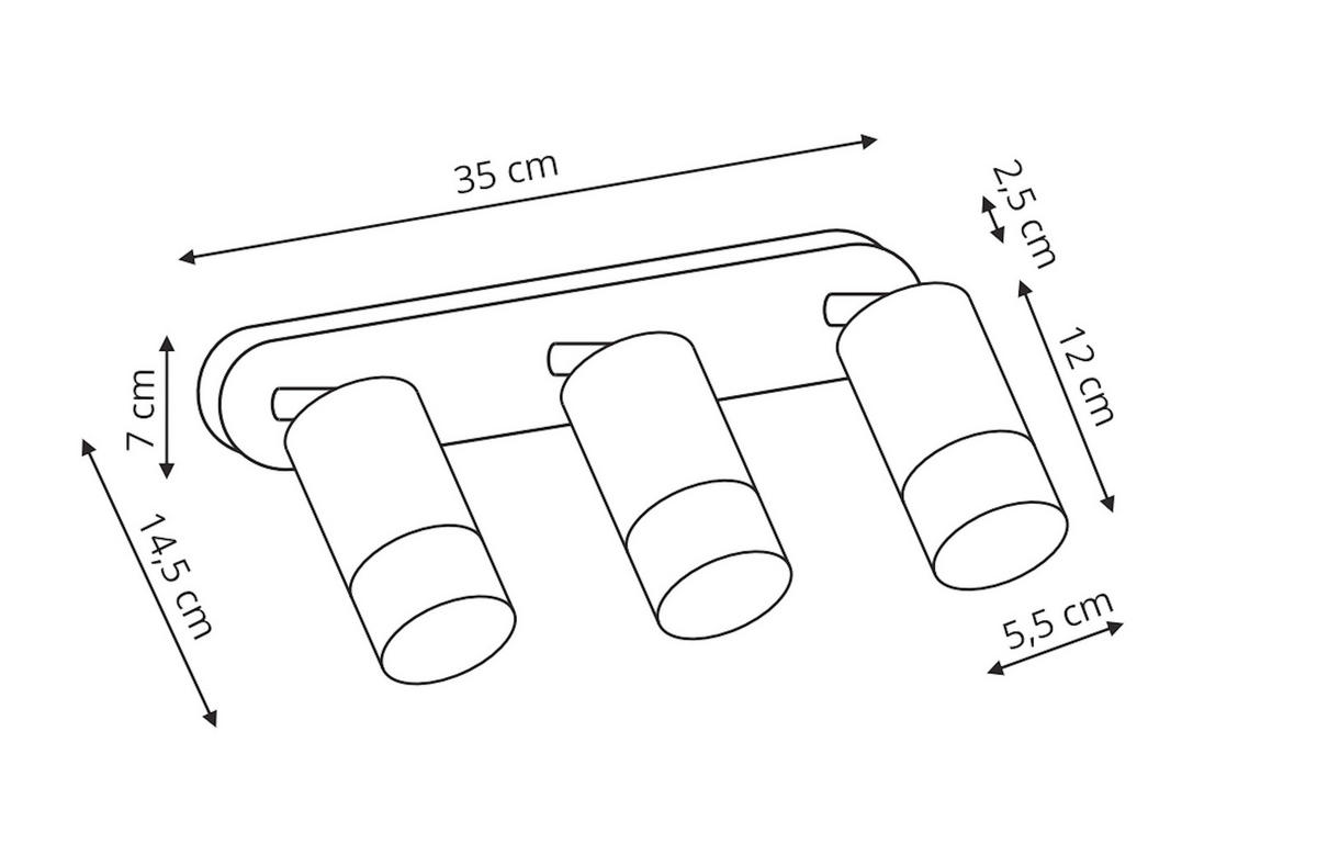 DECKENSTRAHLER Sonaya 14.5/35/7 cm  - Weiß, KONVENTIONELL, Metall (14.5/35/7cm)