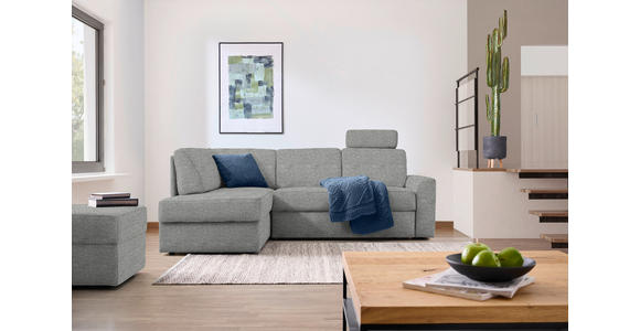 ECKSOFA  in Webstoff Hellgrau  165/224 cm  - Hellgrau/Schwarz, KONVENTIONELL, Kunststoff/Textil (165/224cm) - Xora