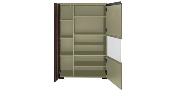 HIGHBOARD Nussbaumfarben, Schilfgrün 87/136/45 cm - Schilfgrün/Anthrazit, Design, Glas/Holz (87/136/45cm) - Moderano
