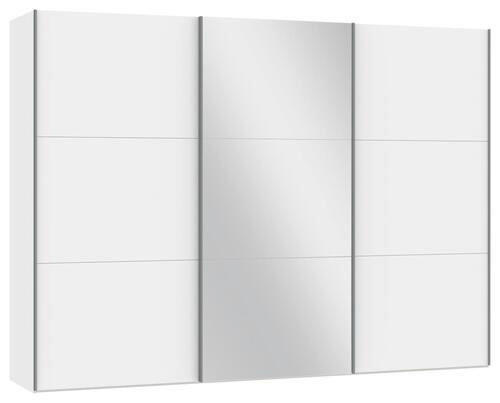 SCHWEBETÜRENSCHRANK  in Weiß  - Silberfarben/Weiß, Design, Glas/Holzwerkstoff (303/220/65cm) - Jutzler