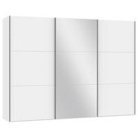 SCHWEBETÜRENSCHRANK 303/220/65 cm 3-türig Weiß  - Silberfarben/Weiß, Design, Glas/Holzwerkstoff (303/220/65cm) - Jutzler
