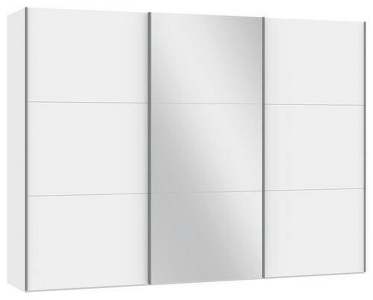 SCHWEBETÜRENSCHRANK 303/220/65 cm 3-türig Weiß  - Silberfarben/Weiß, Design, Glas/Holzwerkstoff (303/220/65cm) - Jutzler
