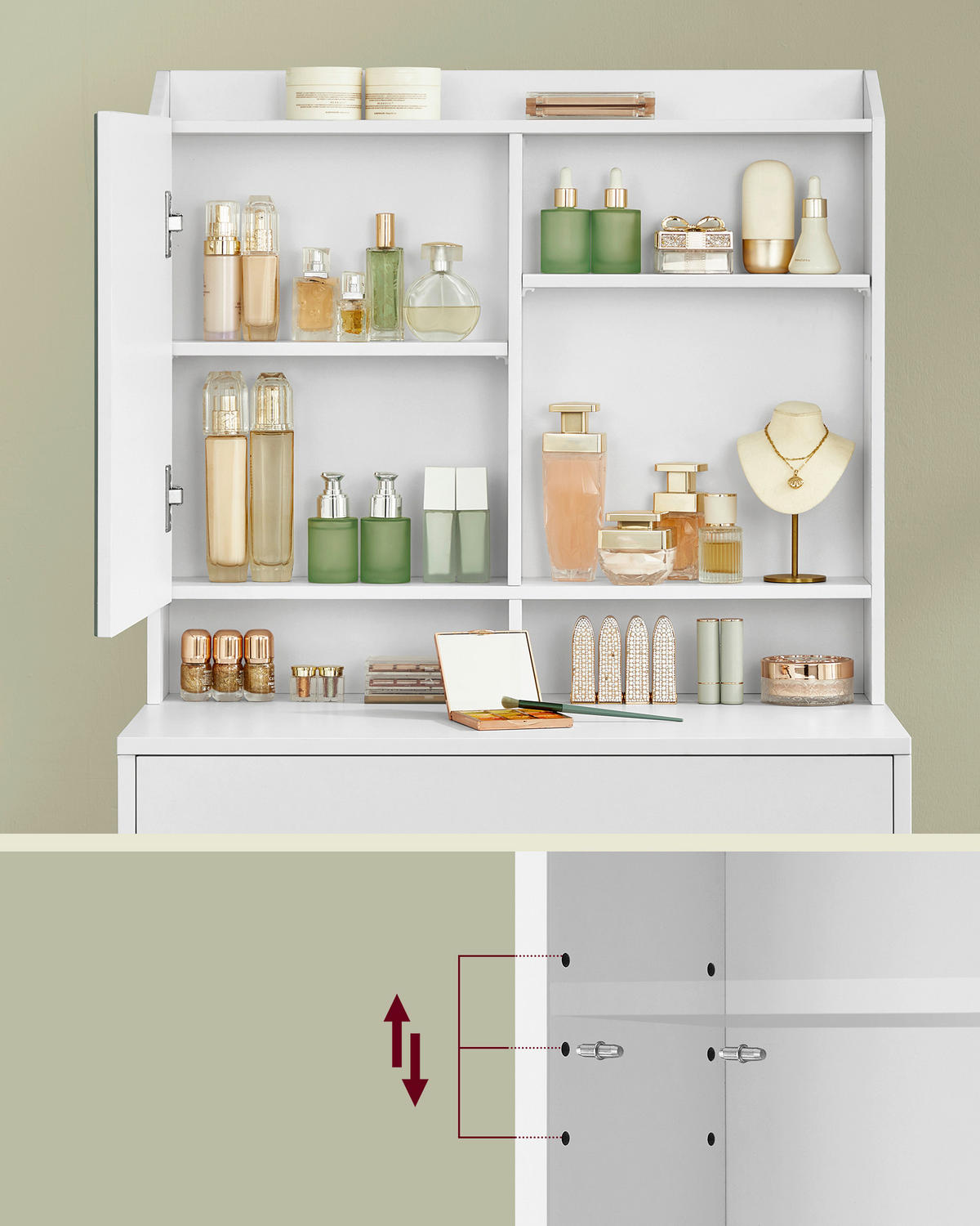 TOALETNÝ STOLÍK, biela, 70/40/136 cm - biela, Basics, kompozitné drevo (70/40/136cm) - Boxxx
