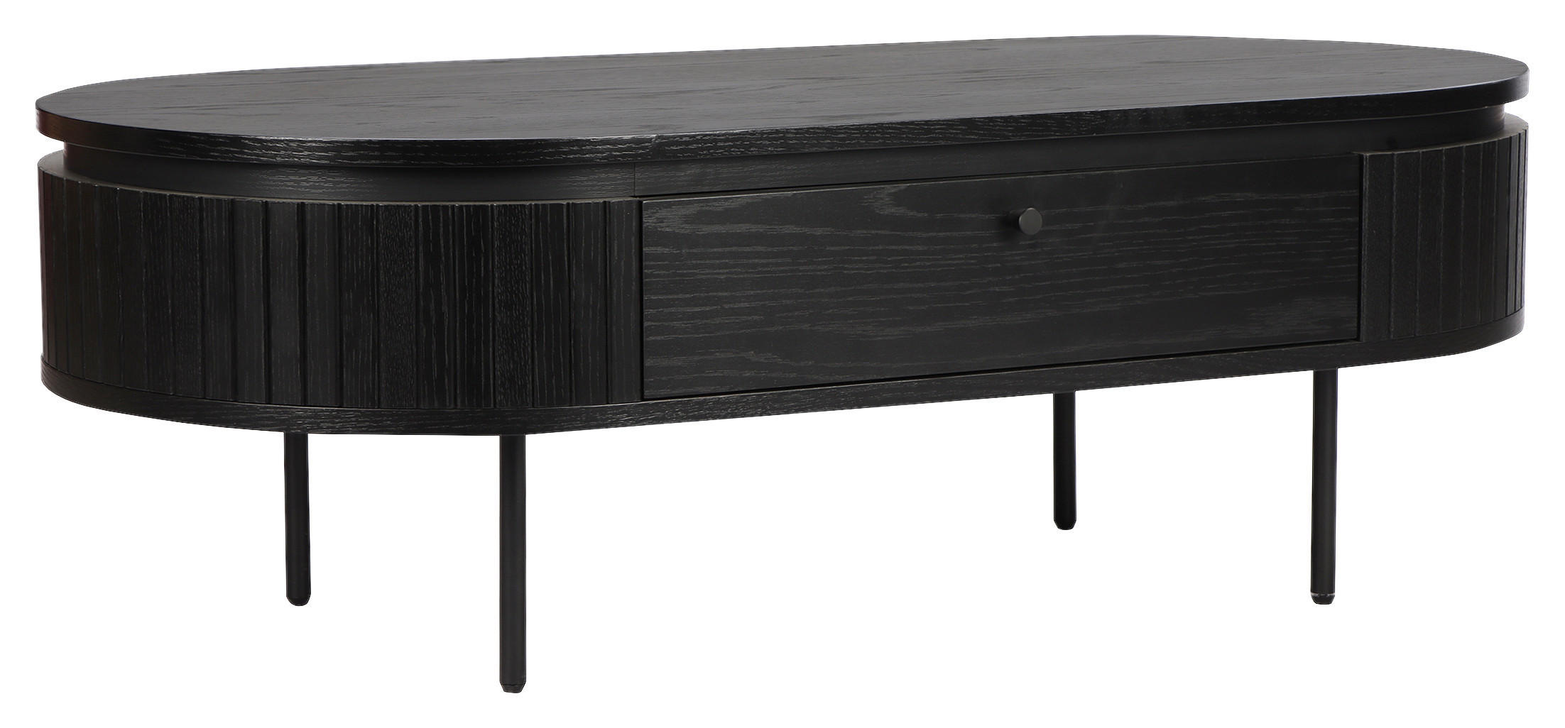 COUCHTISCH Eiche furniert, massiv 120/60/40 cm oval Schwarz  - Schwarz, Design, Holz/Holzwerkstoff (120/60/40cm) - Boxxx