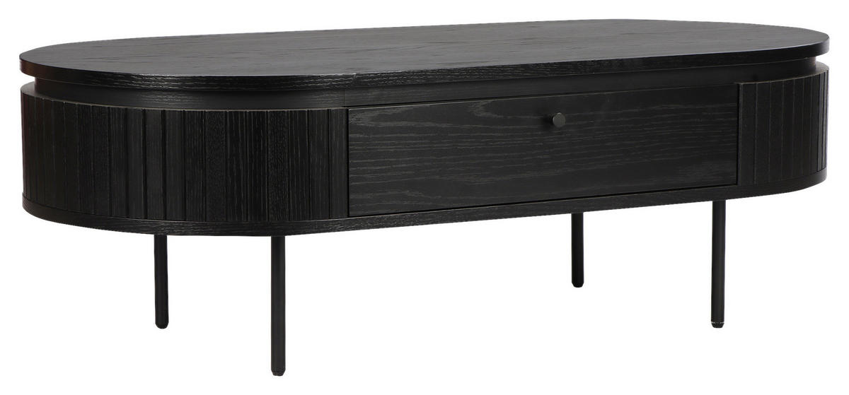 COUCHTISCH Eiche furniert, massiv 120/60/40 cm oval Schwarz  - Schwarz, Design, Holz/Holzwerkstoff (120/60/40cm) - Boxxx