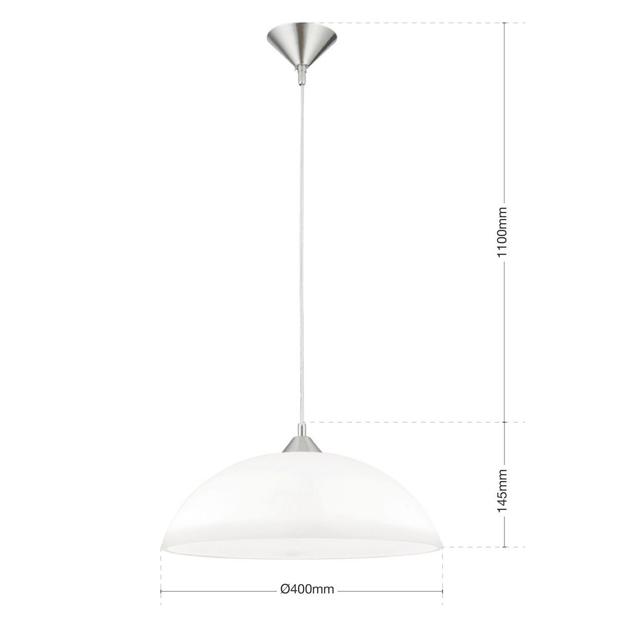 HÄNGELEUCHTE Grado 40/124,5 cm   - Silberfarben, KONVENTIONELL, Glas/Metall (40/124,5cm)