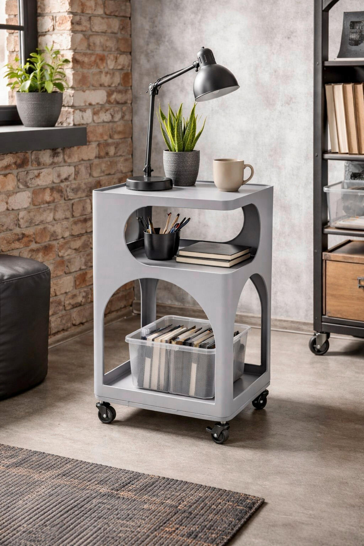 BEISTELLTISCH 40/34/60 cm Grau  - Grau, Design, Kunststoff/Metall (40/34/60cm) - MID.YOU