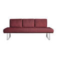 SITZBANK 224/92/78 cm  in Rot  - Chromfarben/Rot, Design, Textil/Metall (224/92/78cm) - Dieter Knoll