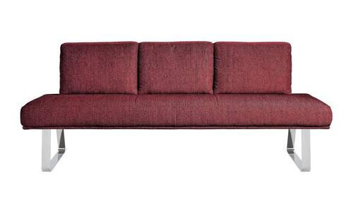 SITZBANK 224/92/78 cm  in Rot  - Chromfarben/Rot, Design, Textil/Metall (224/92/78cm) - Dieter Knoll