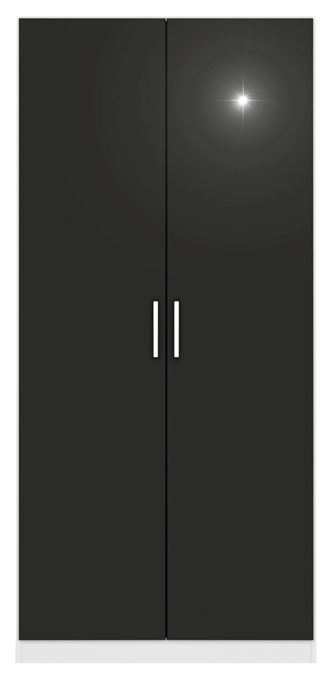 DREHTÜRENSCHRANK  in Weiß, Grau  - Chromfarben/Weiß, MODERN, Holzwerkstoff/Kunststoff (91/197/54cm) - Rauch Möbel