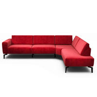 ECKSOFA Cosy Rot Samt  - Rot/Schwarz, Design, Textil/Metall (296/213cm) - SENSOO