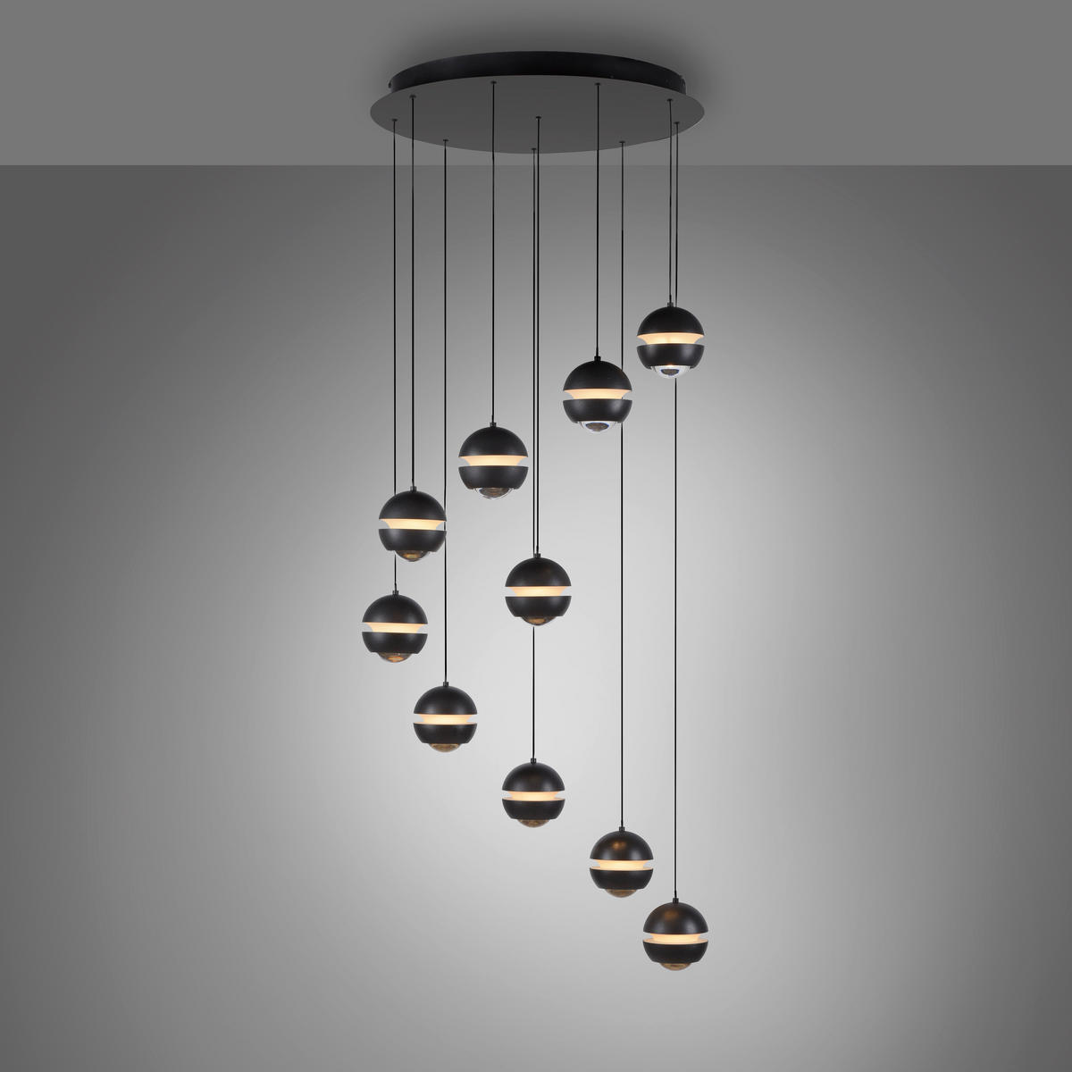LED-PENDELLEUCHTE 55/55/220 cm  - Schwarz, Design, Kunststoff/Metall (55/55/220cm) - Schöner Wohnen