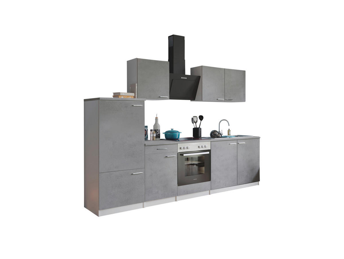 KÜCHENBLOCK 270 cm   in Grau, Weiß  - Edelstahlfarben/Weiß, Basics, Holzwerkstoff/Metall (270cm) - Respekta