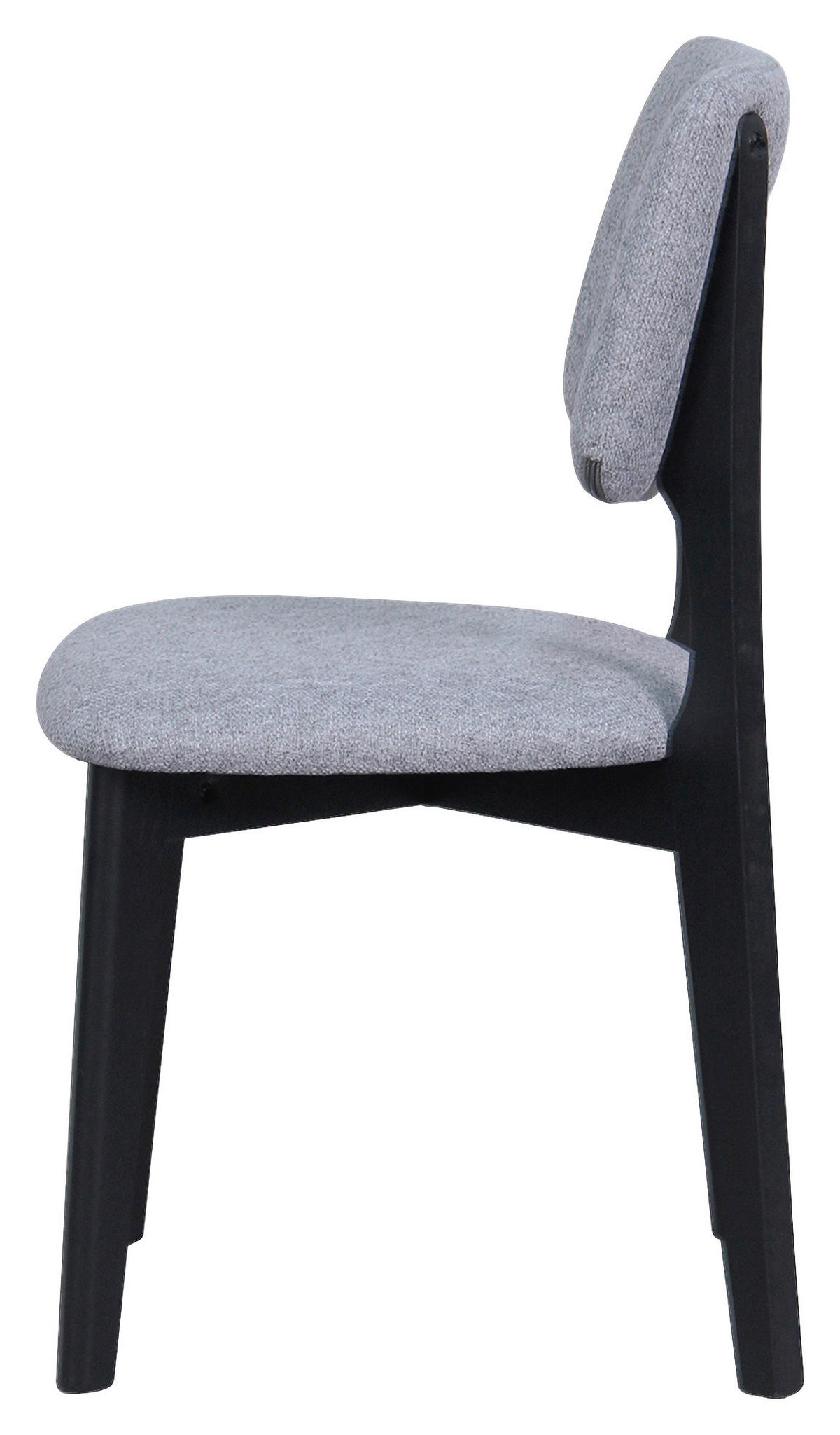 STUHL-SET Webstoff Grau, Schwarz Kautschukholz massiv  - Schwarz/Grau, MODERN, Holz/Textil (48/87/54cm) - MID.YOU