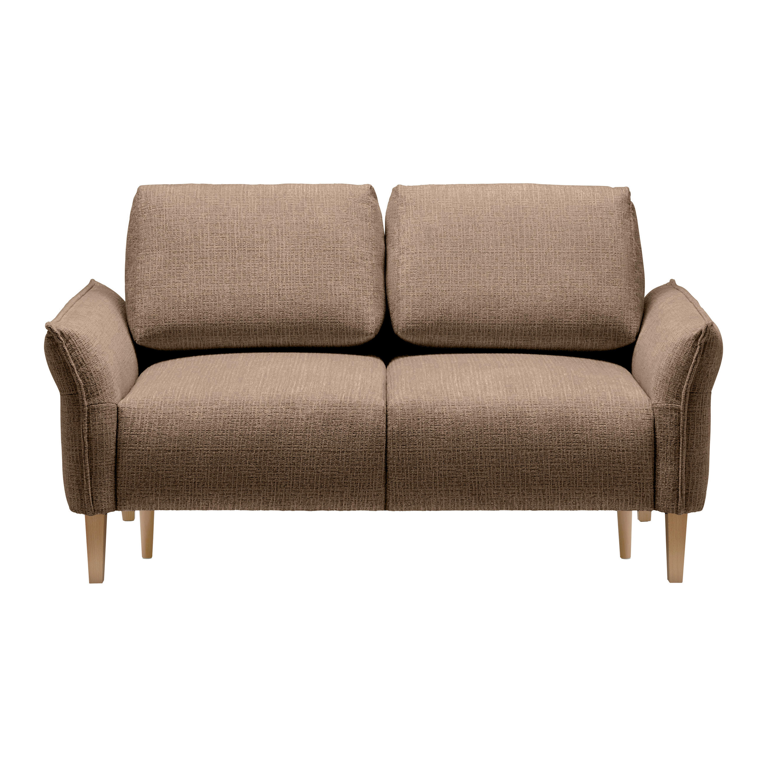 2-SITZER-SOFA in Webstoff Braun  - Eichefarben/Creme, Modern, Holz/Textil (150/85/92cm) - MID.YOU
