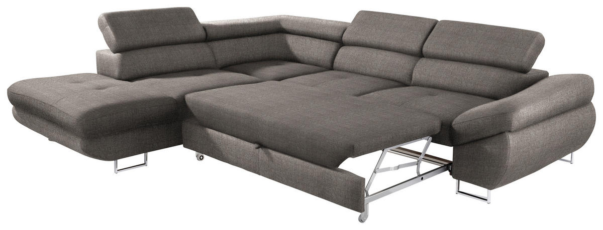 ECKSOFA in Webstoff Creme, Grau  - Creme/Grau, Design, Textil/Metall (235/280cm) - Hom`in
