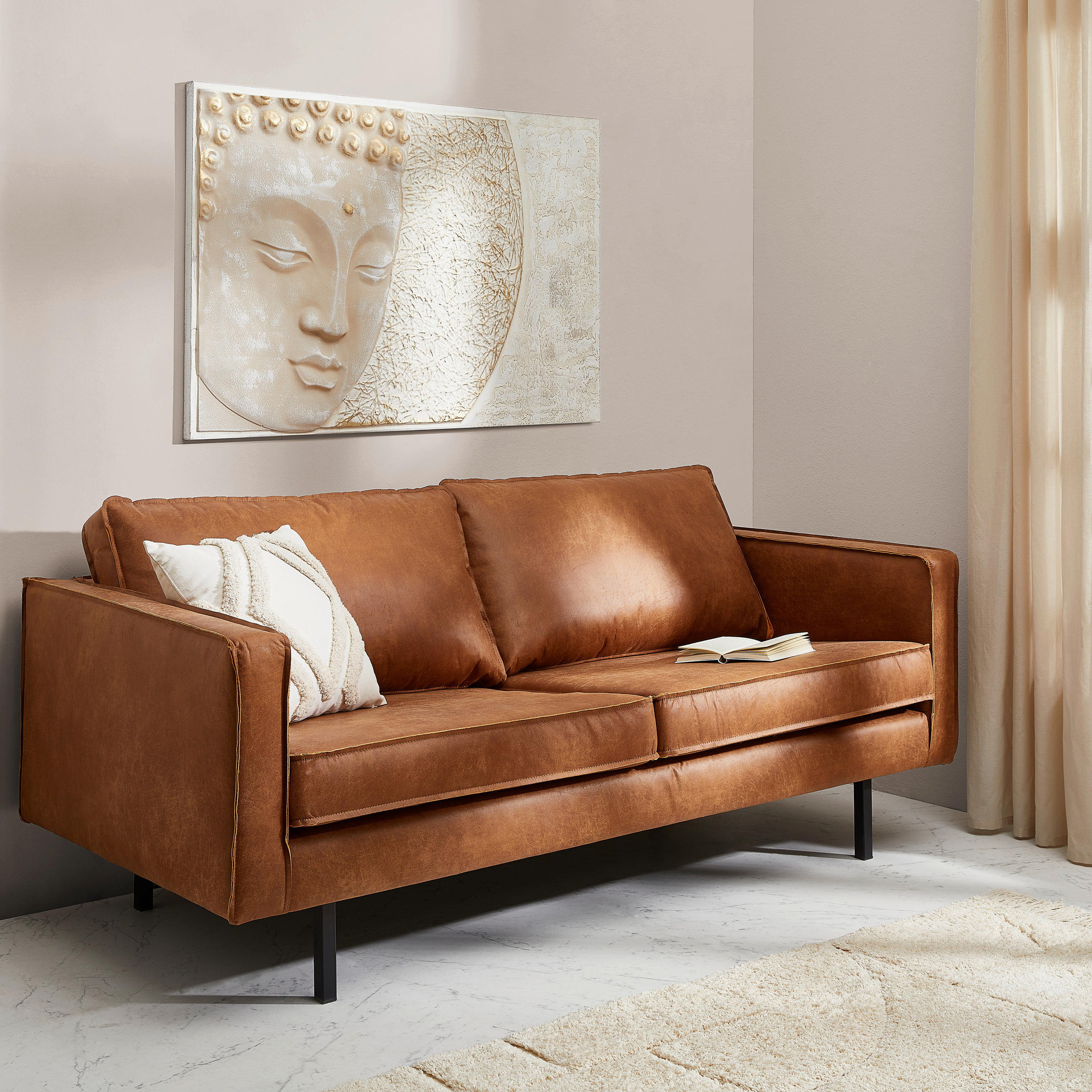 ÖLGEMÄLDE Buddha 118/78 cm  - Goldfarben/Weiß, LIFESTYLE, Holzwerkstoff/Kunststoff (118/78cm) - Monee