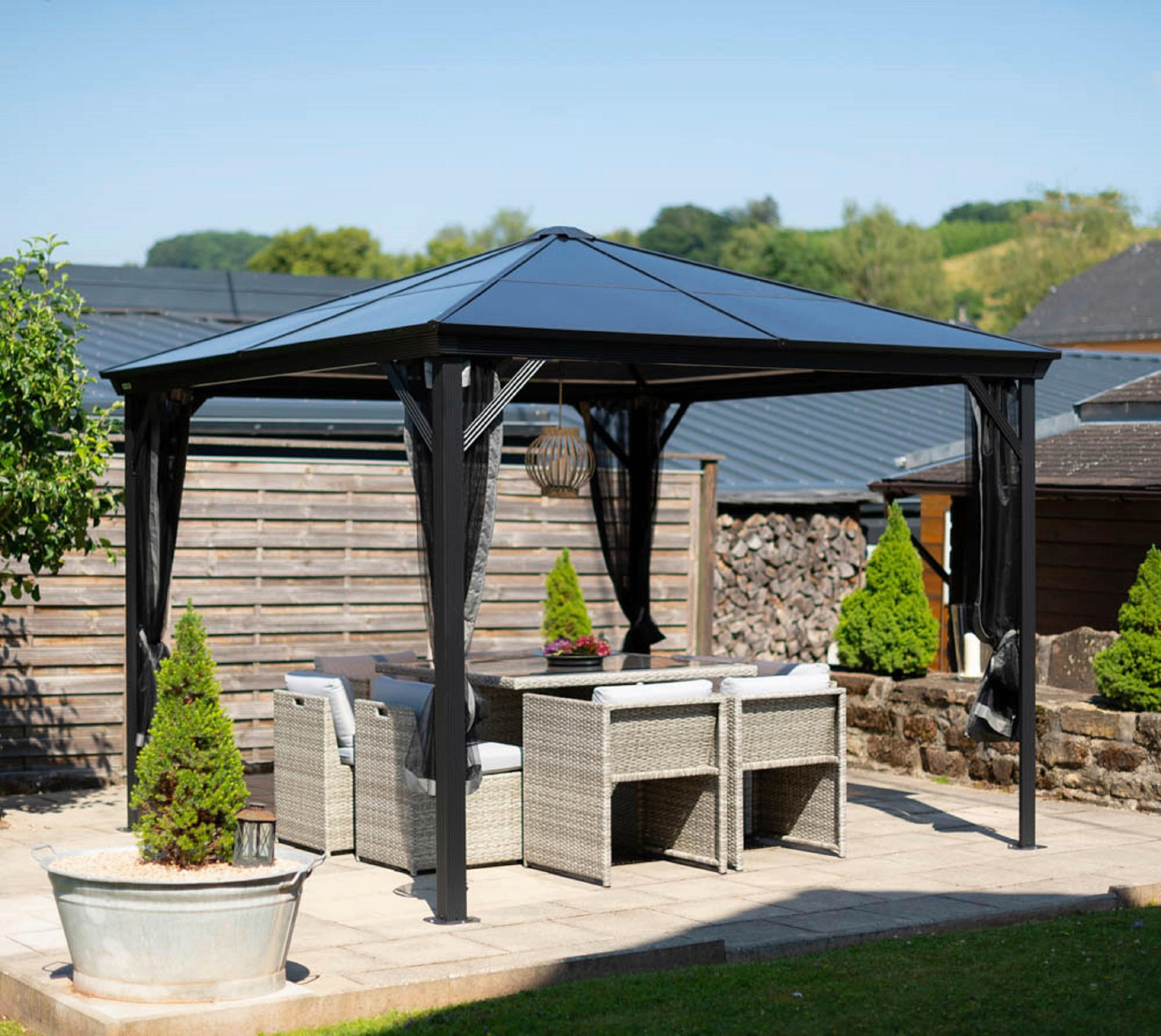 PAVILLON 298/261/298 cm   - Anthrazit, Basics, Kunststoff/Metall (298/261/298cm)