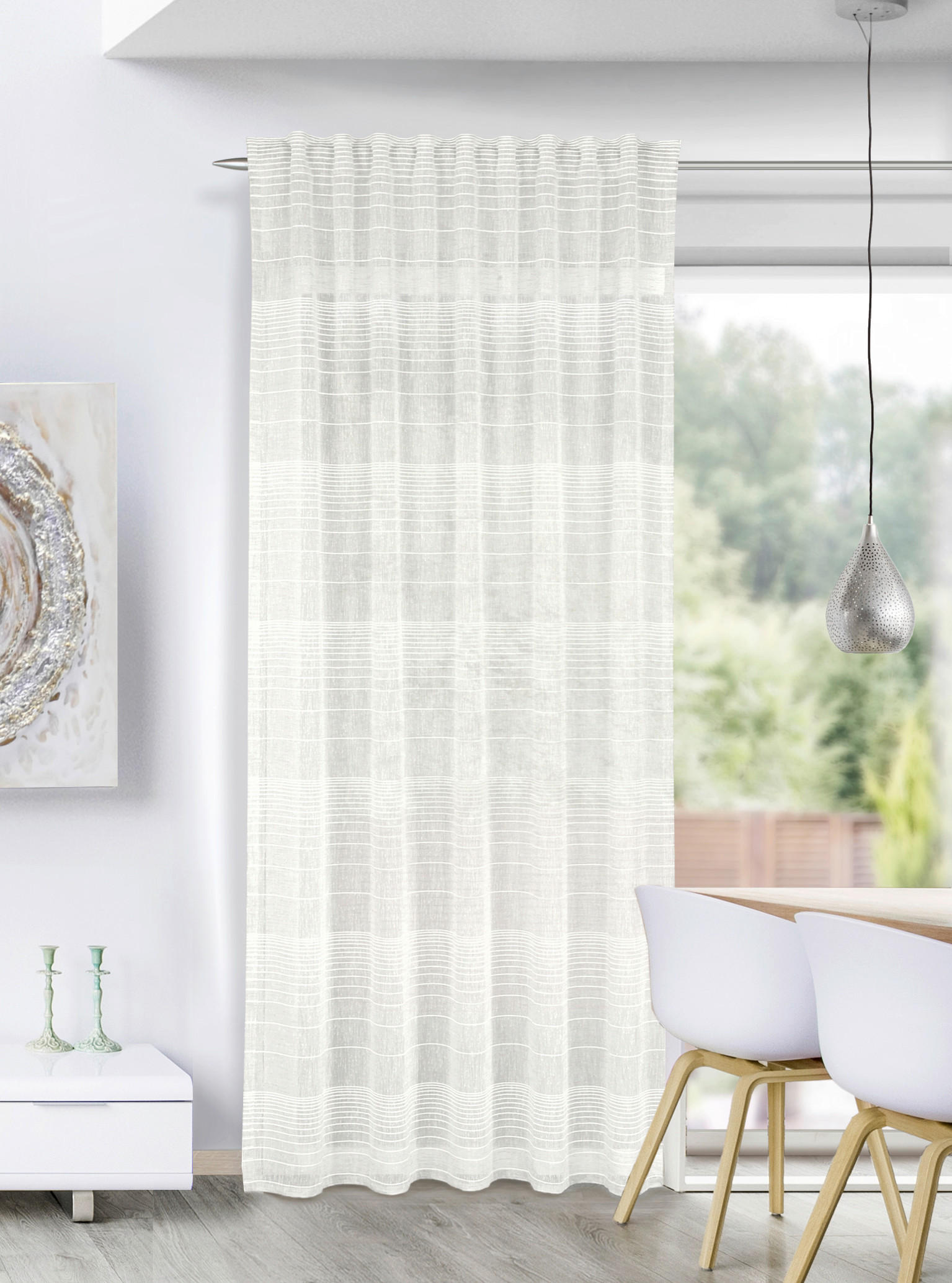 SCHLAUFENSCHAL  halbtransparent  135/245 cm   - Weiß, Basics, Textil (135/245cm)
