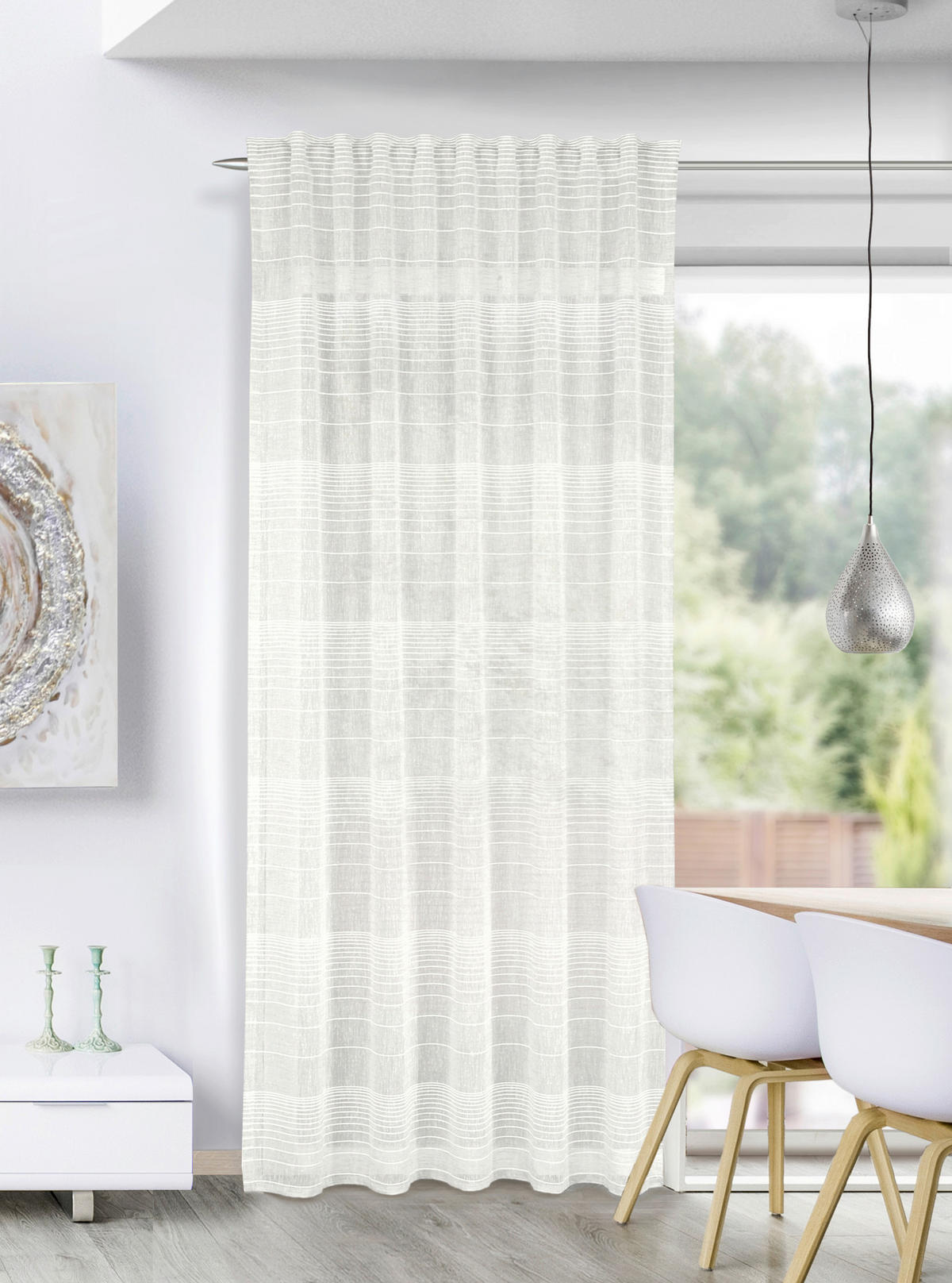 SCHLAUFENSCHAL  halbtransparent  135/245 cm   - Weiß, Basics, Textil (135/245cm)