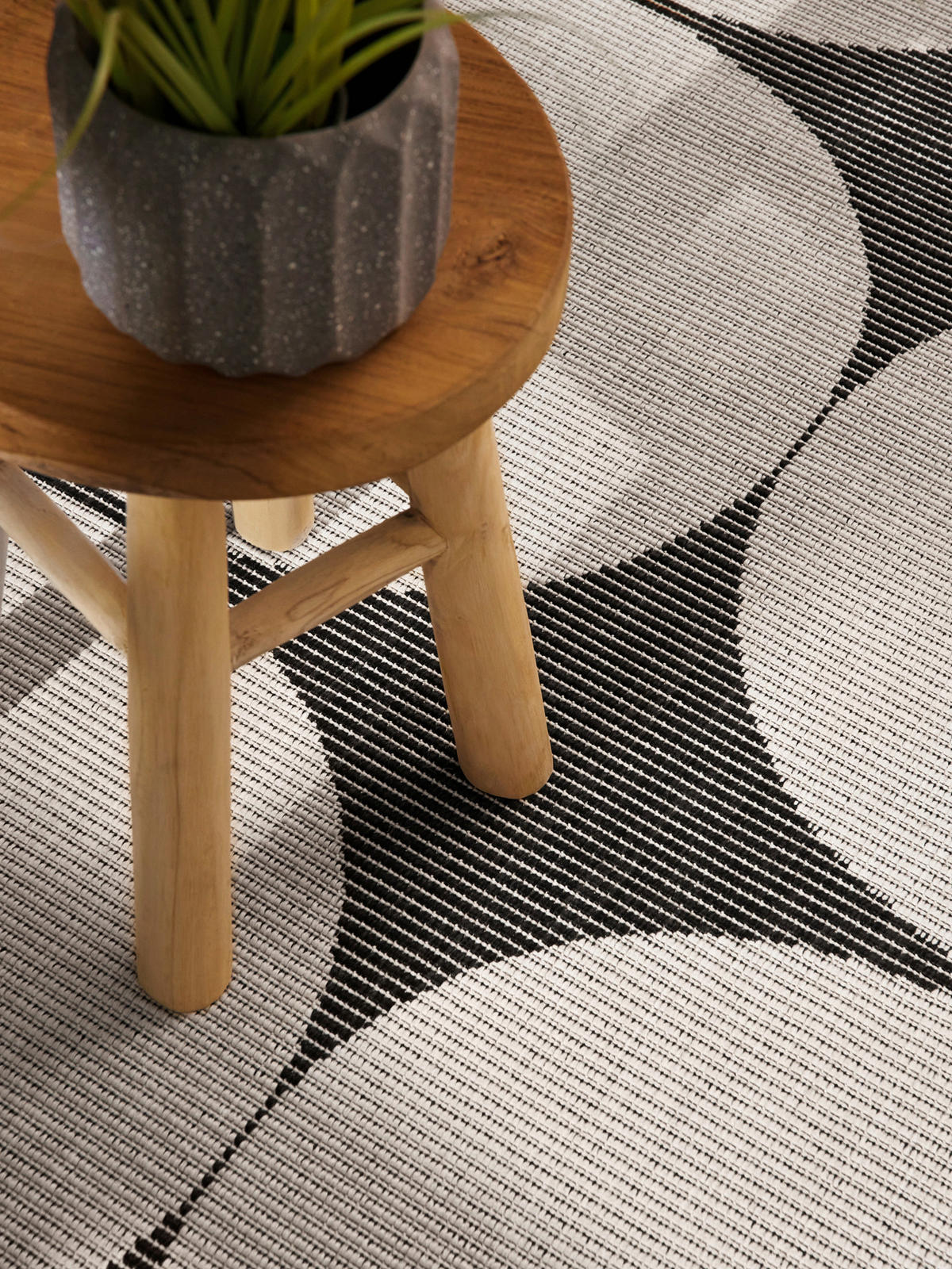 OUTDOORTEPPICH 120/170 cm Duet Schwarz, Weiß  - Schwarz/Weiß, Design, Kunststoff (120/170cm)