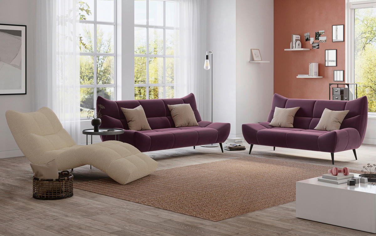 RELAXLIEGE in Cord Creme  - Creme/Schwarz, Design, Textil/Metall (87/93/188cm) - Xora
