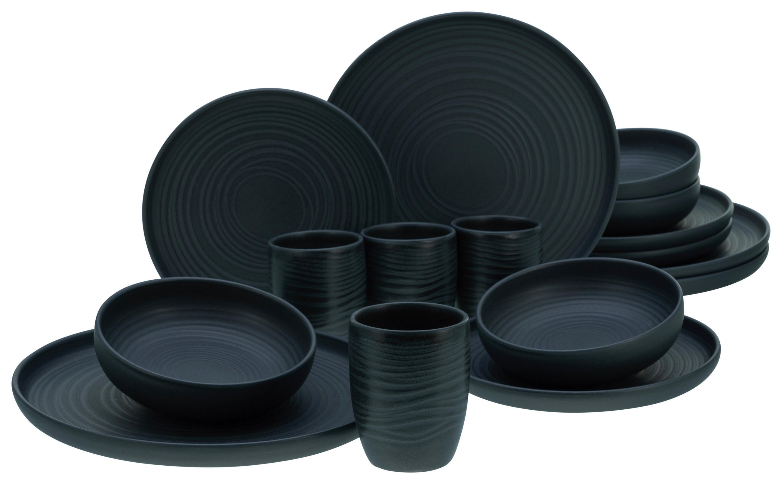 KOMBISERVICE Anthrazit 16-teilig  - Anthrazit, MODERN, Keramik (40,5/37/49,5cm) - Creatable