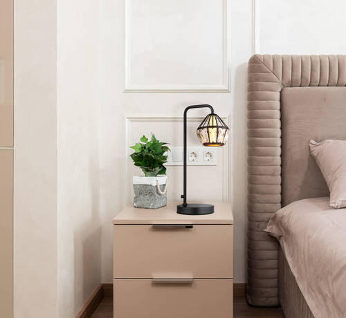 BORDSLAMPA 21,5/12,5/43 cm   - klar/mässingsfärgad, Klassisk, metall/glas (21,5/12,5/43cm) - Globo