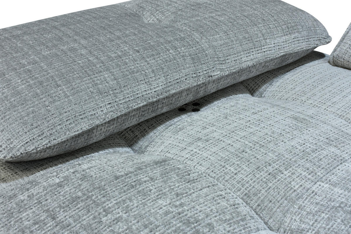 ECKSOFA Hellgrau Chenille  - Hellgrau/Schwarz, Design, Kunststoff/Textil (314/162cm) - Livetastic