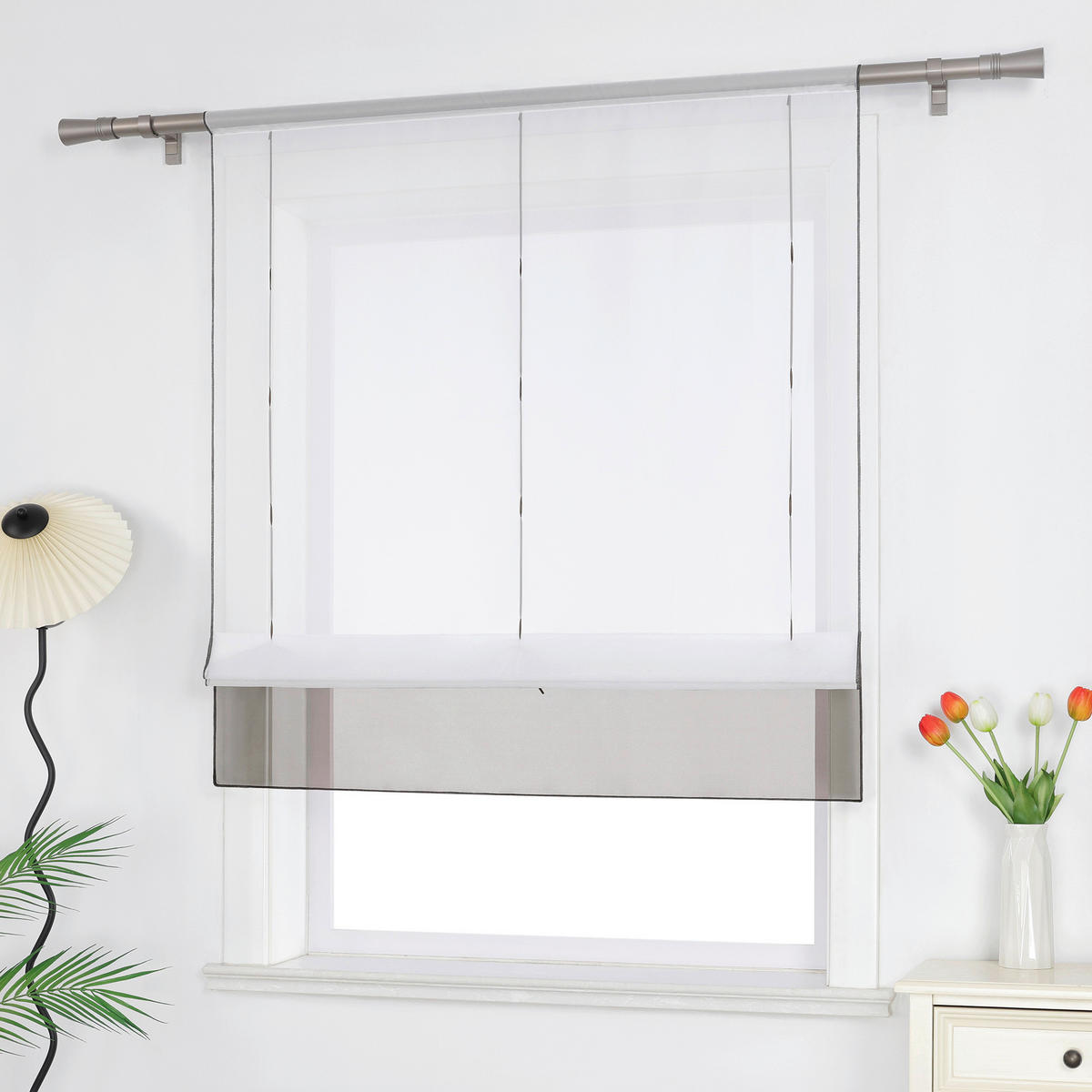 FALTROLLO  transparent  140/155 cm    - Hellgrau/Weiß, Basics, Textil (140/155cm)