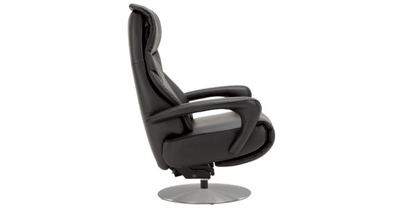 RELAXSESSEL Echtleder Nackenstütze, Relaxfunktion, Kopfteilverstellung, Aufstehhilfe    - Edelstahlfarben/Schwarz, Design, Leder/Metall (75/117/88cm) - Dieter Knoll