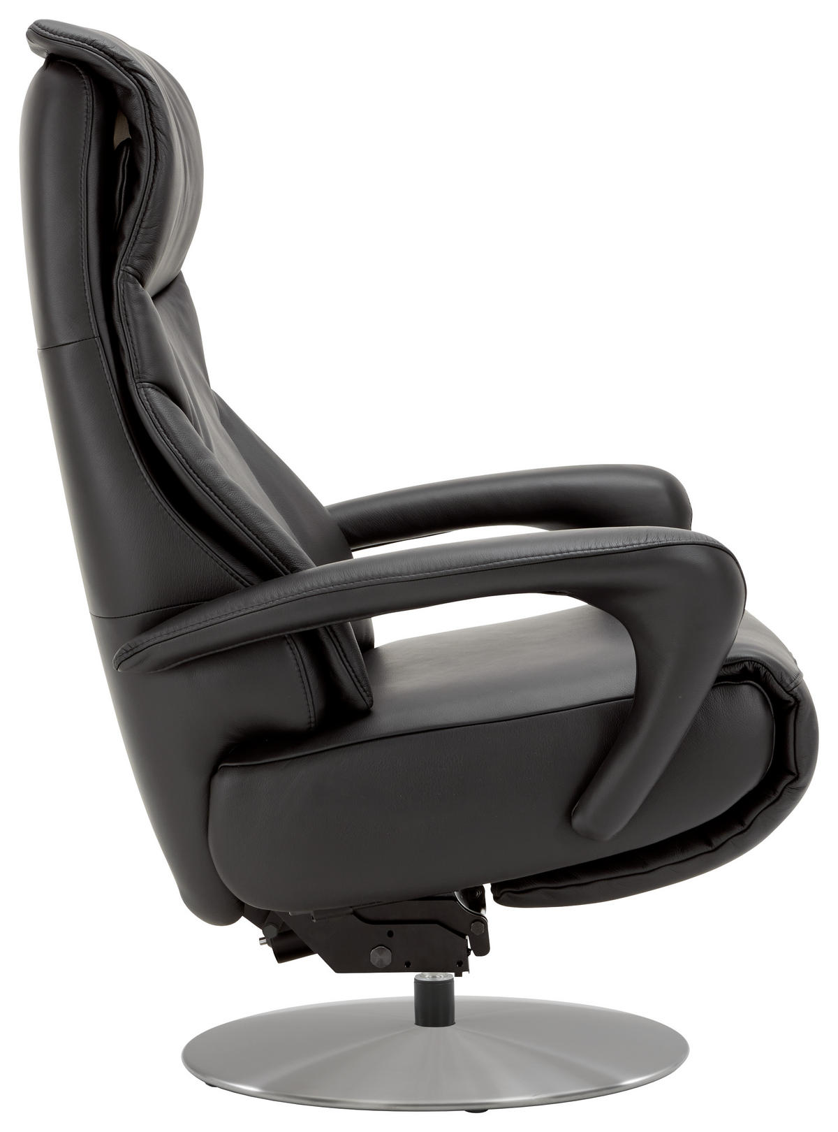 RELAXSESSEL in Leder Schwarz  - Edelstahlfarben/Schwarz, Design, Leder/Metall (75/117/88cm) - Dieter Knoll