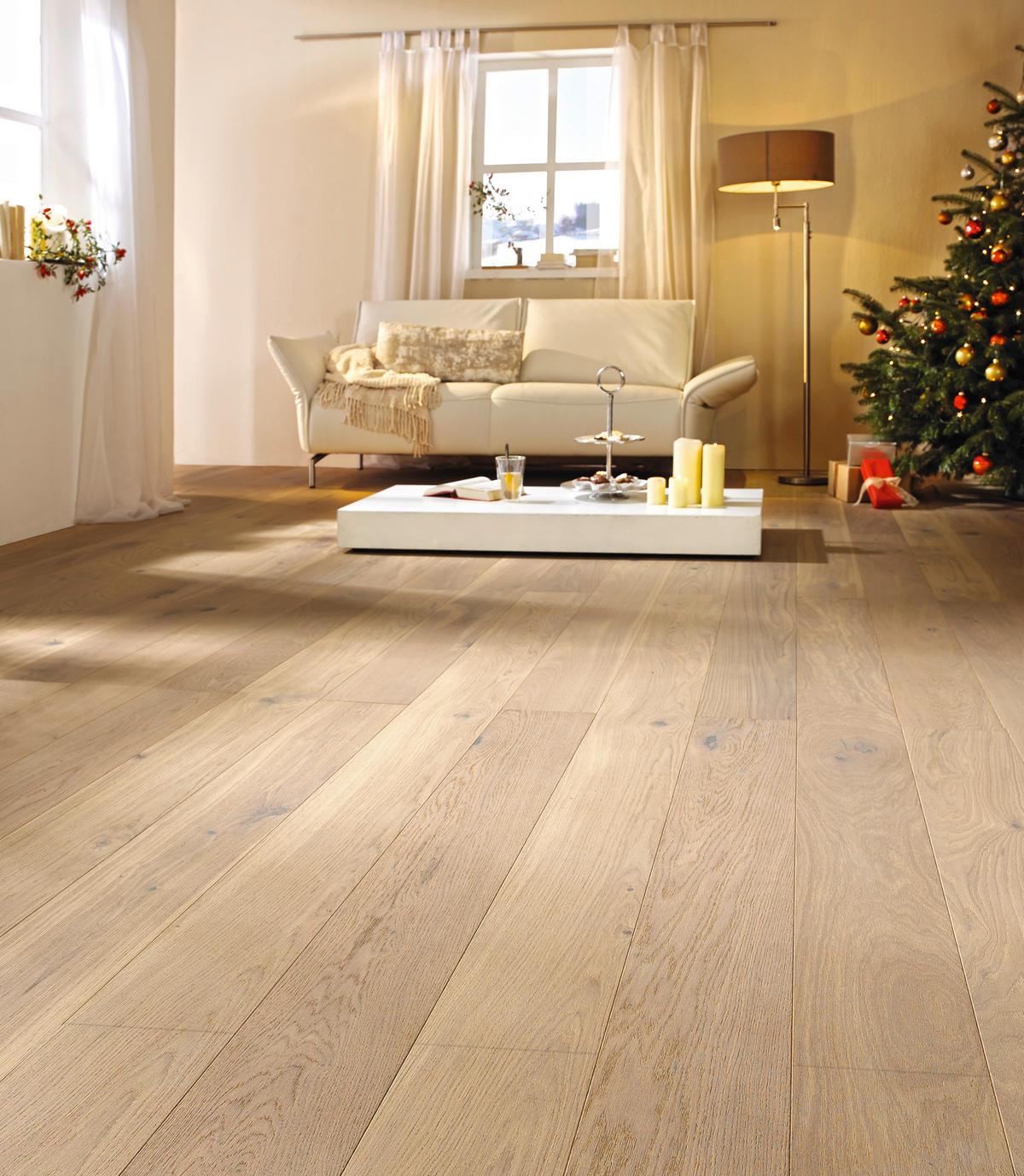 LANDHAUSDIELE,  Eiche weiß  per  m² - Eichefarben/Weiß, LIFESTYLE, Holz (170,5/17.6/1.2cm) - Waldwelt