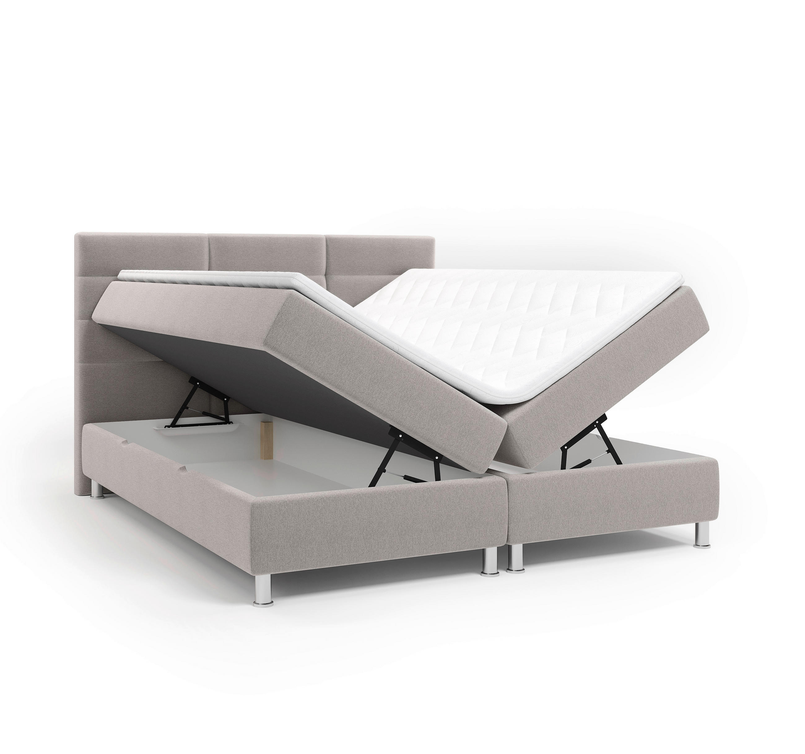 BOXBETT 180/200 cm  in Grau  - Chromfarben/Grau, KONVENTIONELL, Textil/Metall (180/200cm) - Carryhome