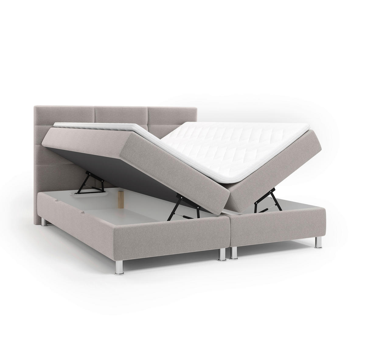 BOXBETT  in Grau  - Chromfarben/Grau, KONVENTIONELL, Textil/Metall (160/200cm) - Carryhome