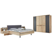 SCHLAFZIMMER in Eichefarben, Dunkelgrau  - Eichefarben/Dunkelgrau, Natur, Holz/Textil (180/200cm) - Valnatura