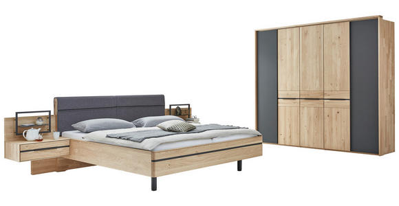 SCHLAFZIMMER 180/200 cm  in Eichefarben, Dunkelgrau  - Eichefarben/Dunkelgrau, Natur, Holz/Textil (180/200cm) - Valnatura