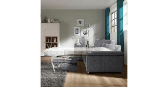 ECKSOFA in Flachgewebe Grau - Chromfarben/Grau, KONVENTIONELL, Textil/Metall (176/285cm) - Novel