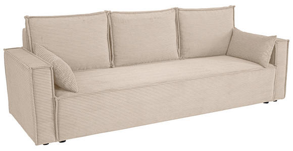SCHLAFSOFA  mit Rücken echt, Armteil links, Armteil rechts Cord Beige  - Beige/Schwarz, Design, Textil (232/85/92cm) - Xora