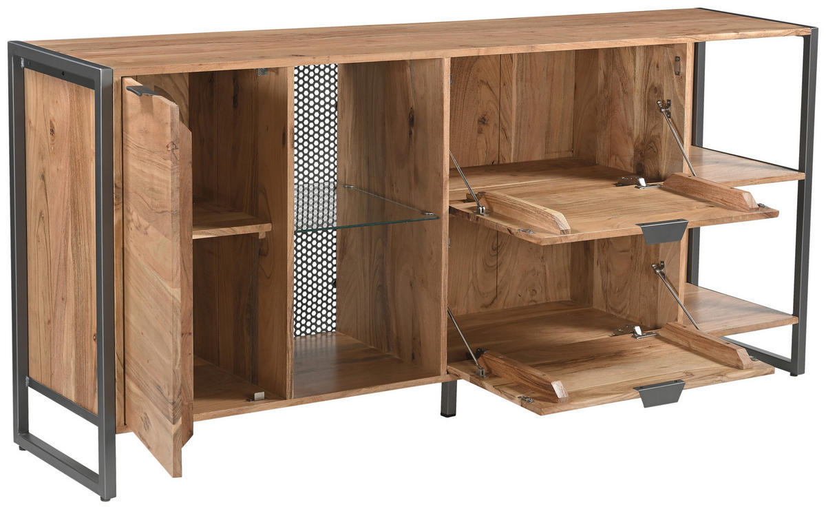 SIDEBOARD Coswig 178/80/40 cm  - Hellbraun/Naturfarben, KONVENTIONELL, Glas/Holz (178/80/40cm) - Livetastic
