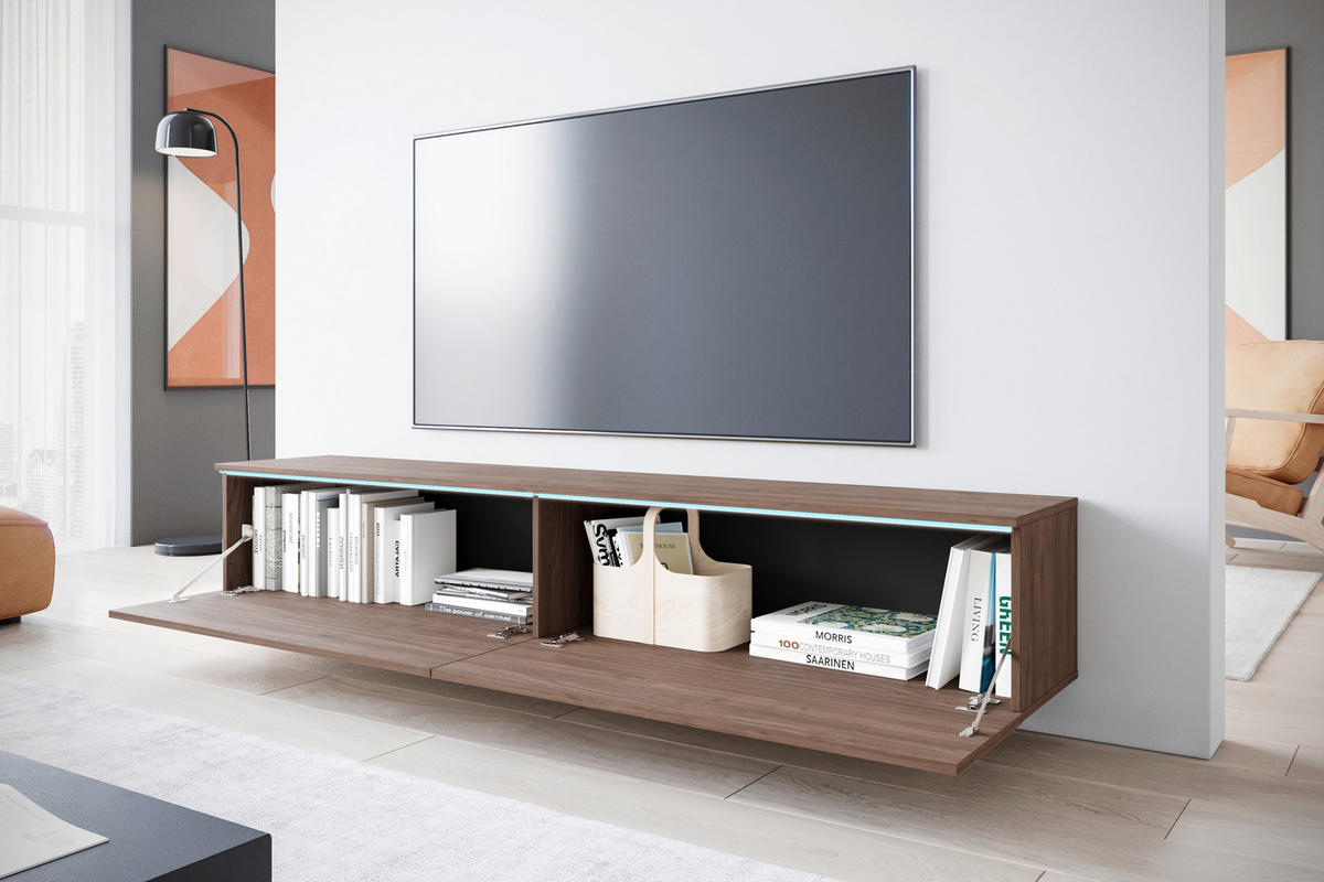 TV-SZEKRÉNY 180/30/33 cm  - diófa színű/szürke, Design, műanyag/faalapú anyag (180/30/33cm) - P & B