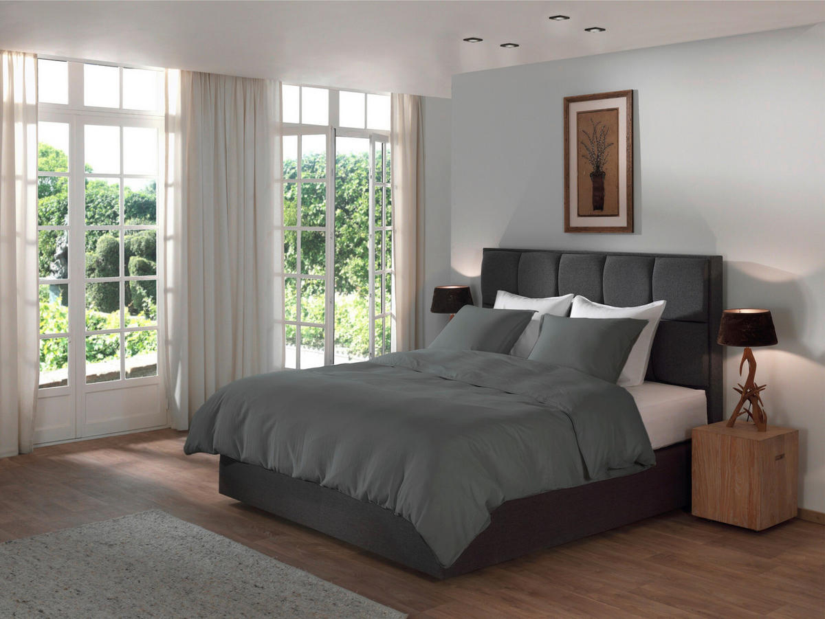 BETTWÄSCHE 2-teilig Suite-Saint-Tropez 135/200 cm  - Dunkelgrau, Basics, Textil (135/200cm)