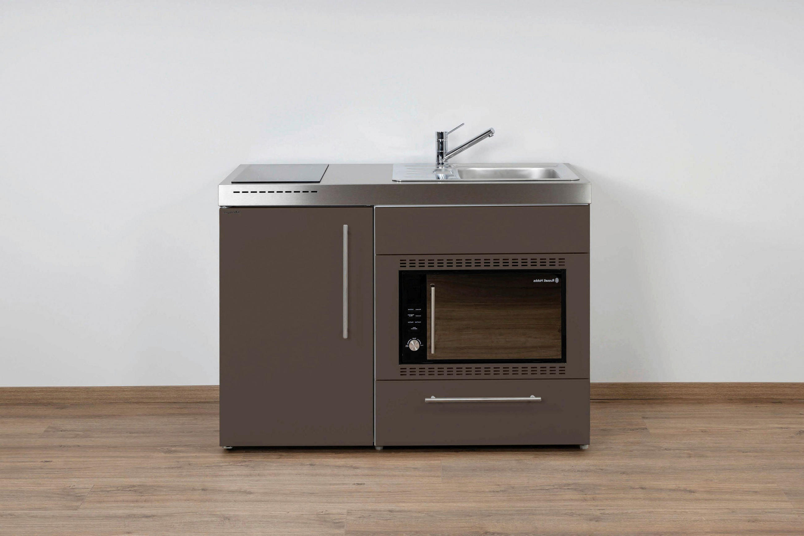 MINIKÜCHE  120/89/60 cm  in Mokka  - Edelstahlfarben/Mokka, Basics, Metall (120/89/60cm)