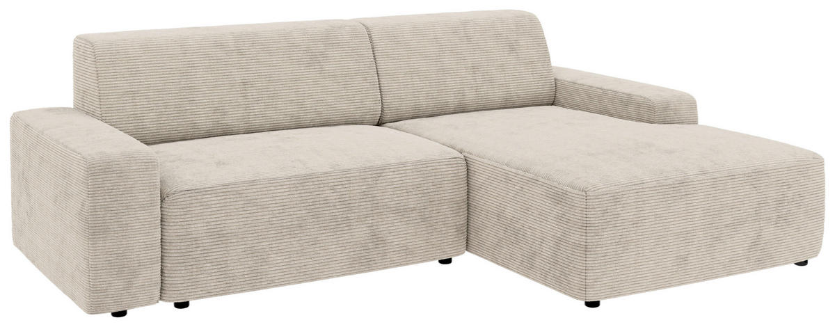 ECKSOFA in Cord Creme  - Creme/Schwarz, Modern, Kunststoff/Textil (246/162cm) - Trendmanufaktur